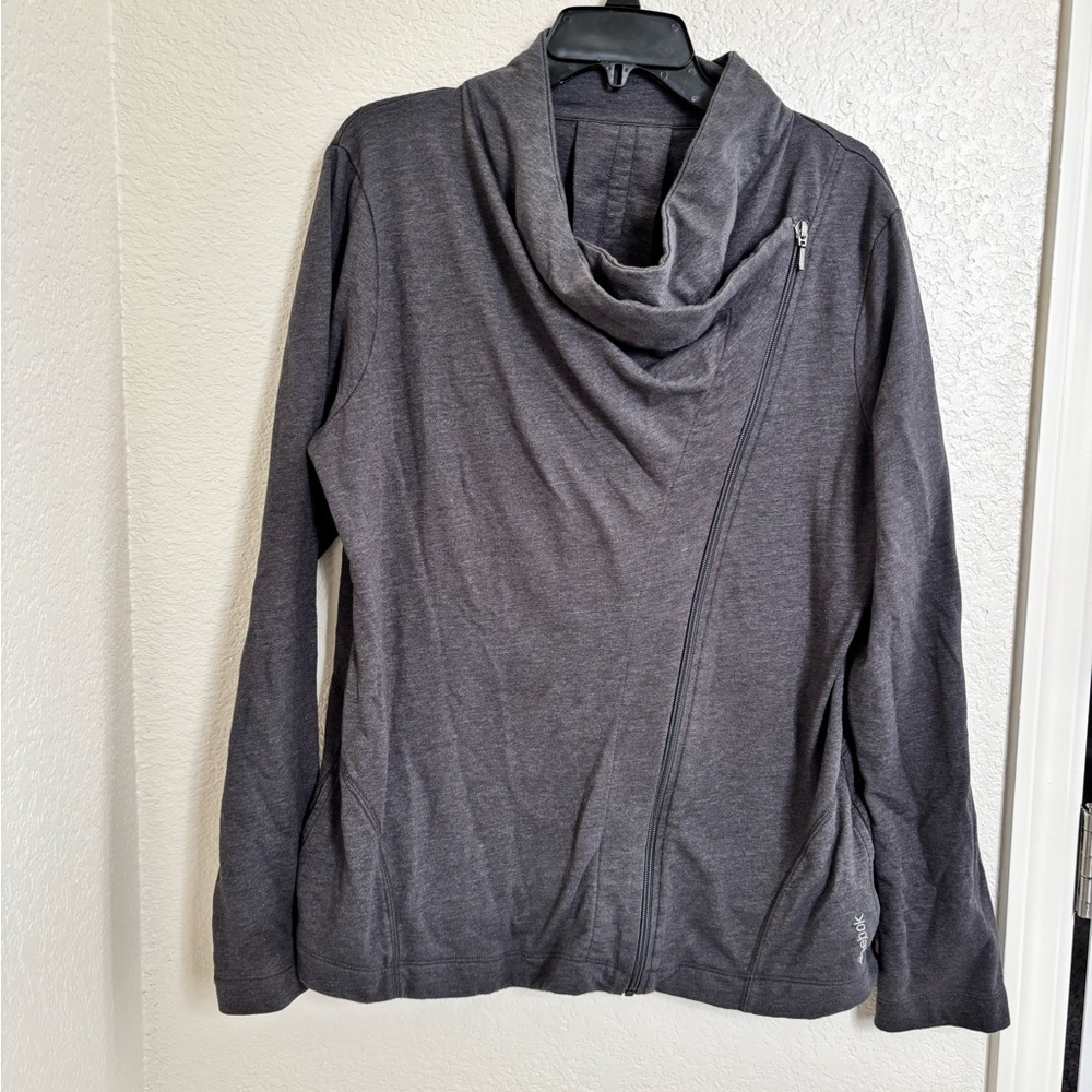 Reebok Women’s Cowl Neck Zip Up Jacket Size XL Gray Long Sleeve Whimsigoth